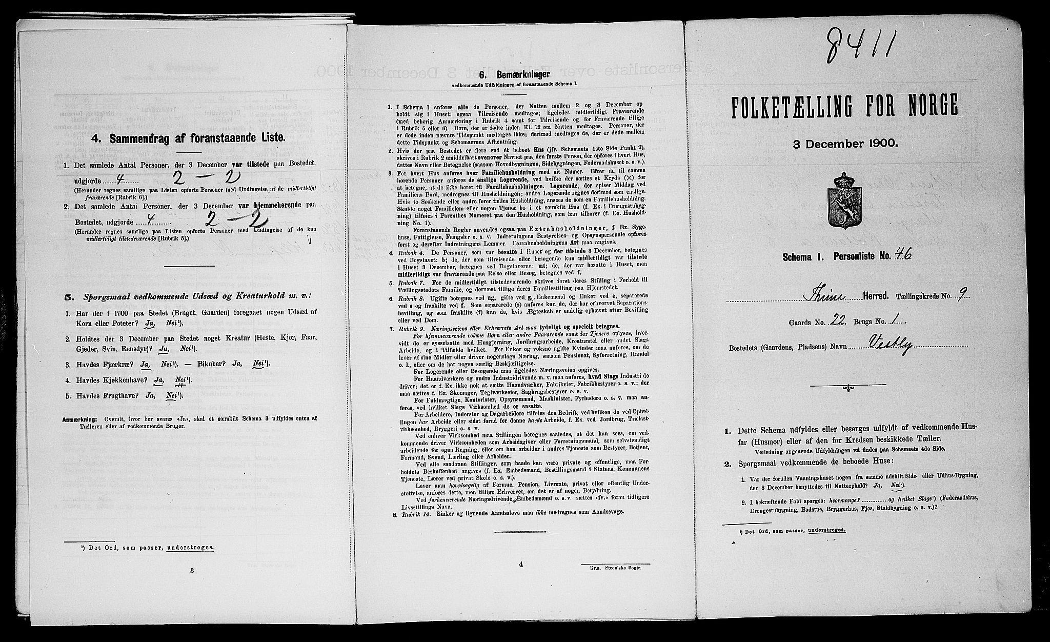 SAST, Folketelling 1900 for 1121 Time herred, 1900, s. 853