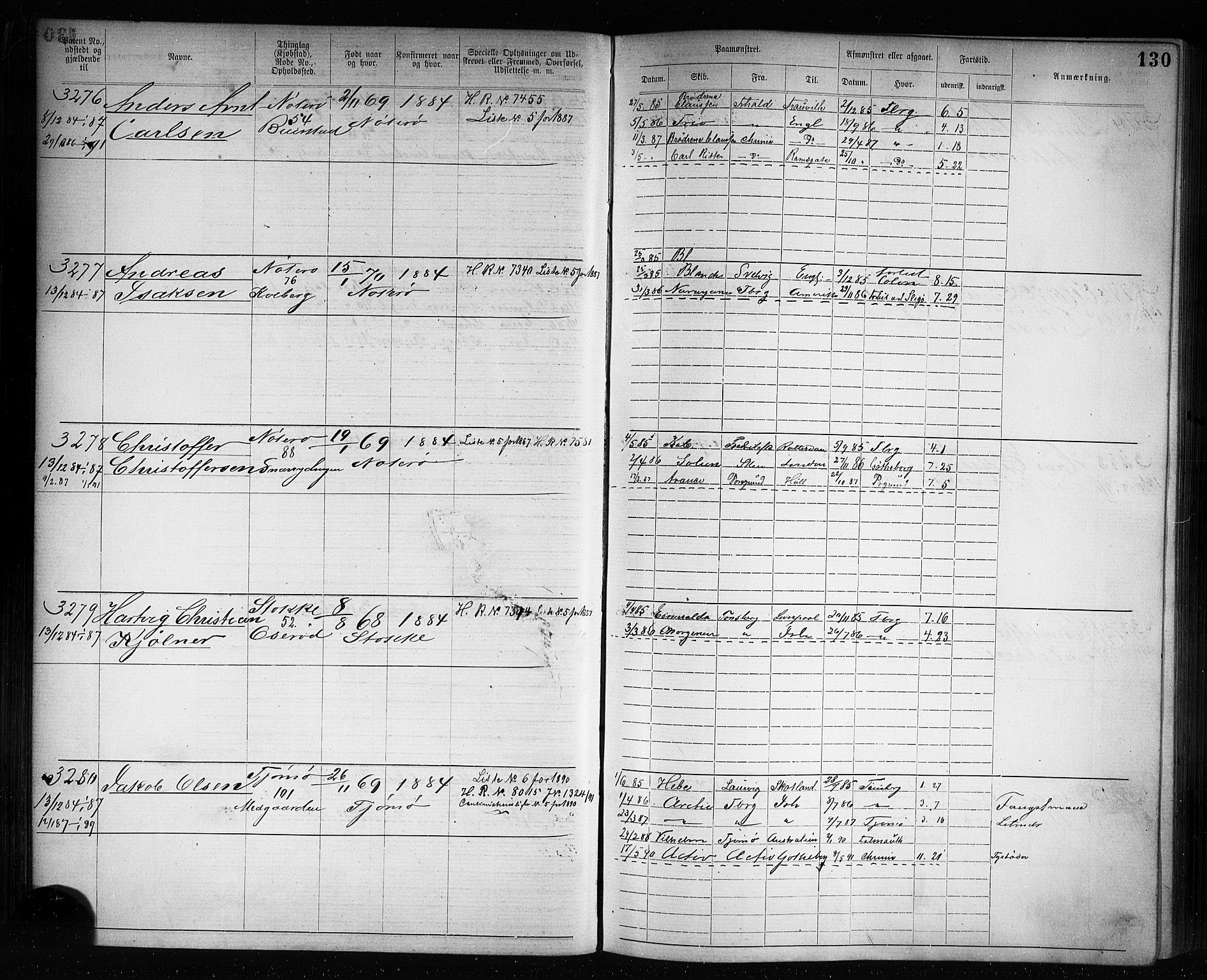 Tønsberg innrulleringskontor, AV/SAKO-A-786/F/Fb/L0007: Annotasjonsrulle Patent nr. 2636-5150, 1881-1892, s. 131