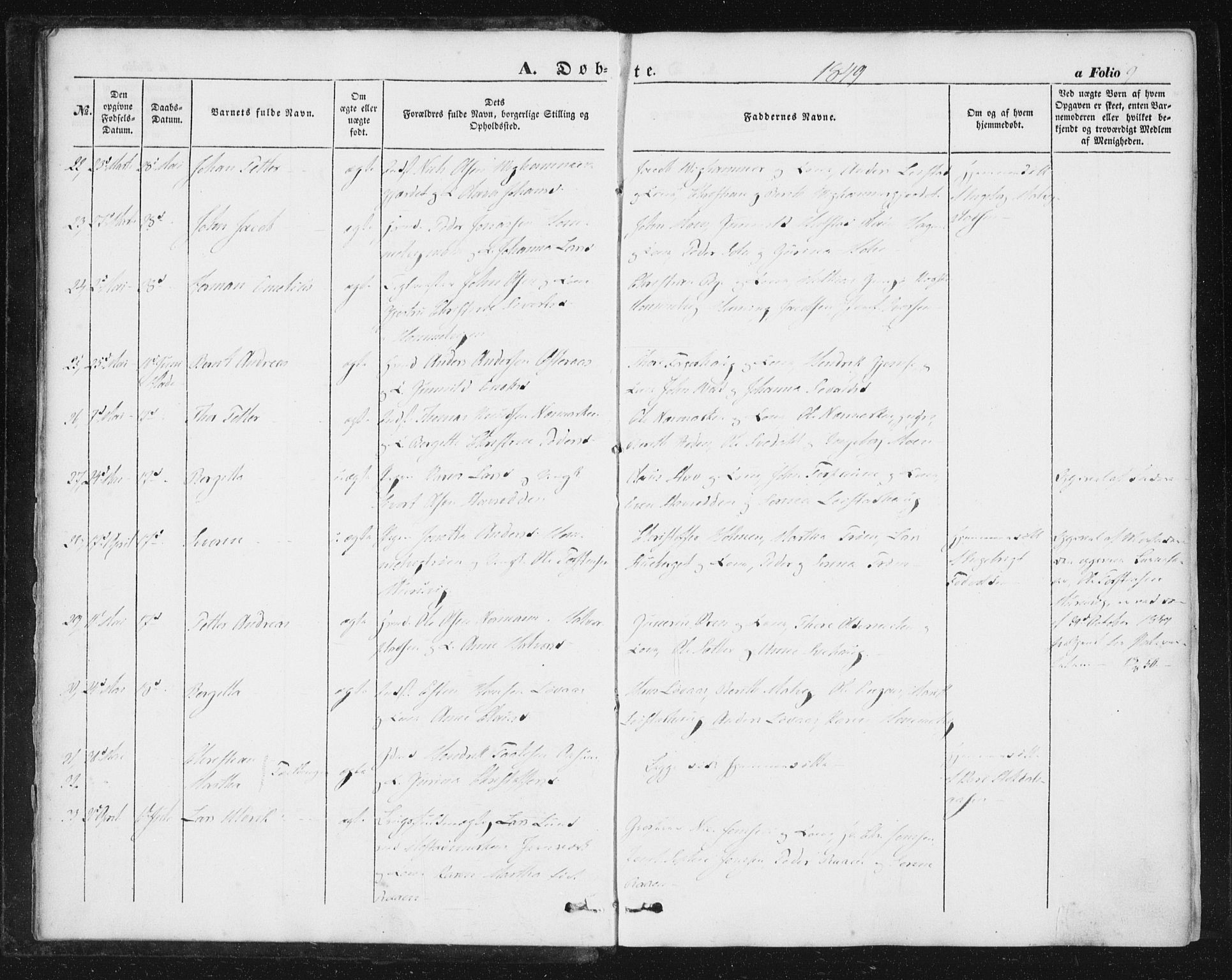Ministerialprotokoller, klokkerbøker og fødselsregistre - Sør-Trøndelag, SAT/A-1456/616/L0407: Ministerialbok nr. 616A04, 1848-1856, s. 9