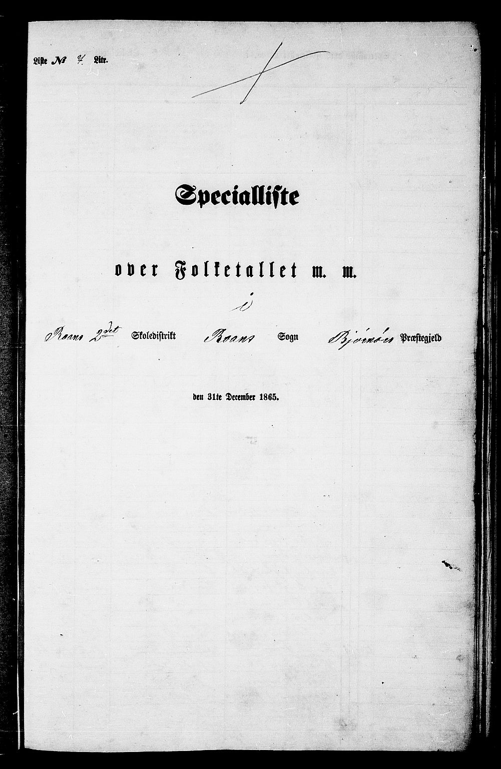 RA, Folketelling 1865 for 1632P Bjørnør prestegjeld, 1865, s. 101