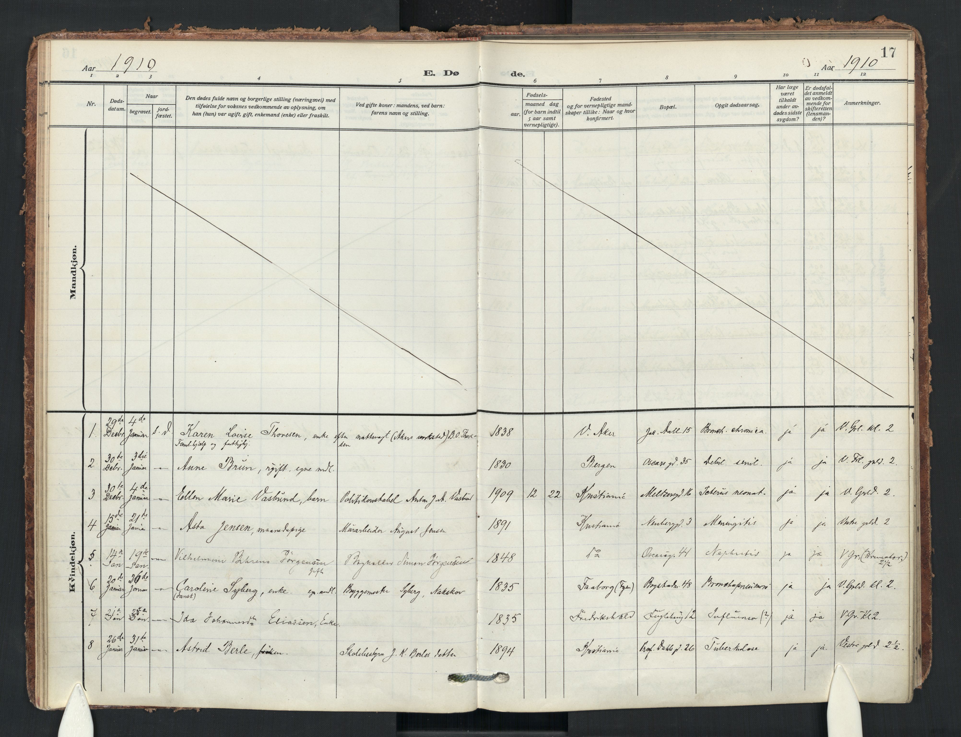 Uranienborg prestekontor Kirkebøker, AV/SAO-A-10877/F/Fa/L0011: Ministerialbok nr. 11, 1909-1926, s. 17