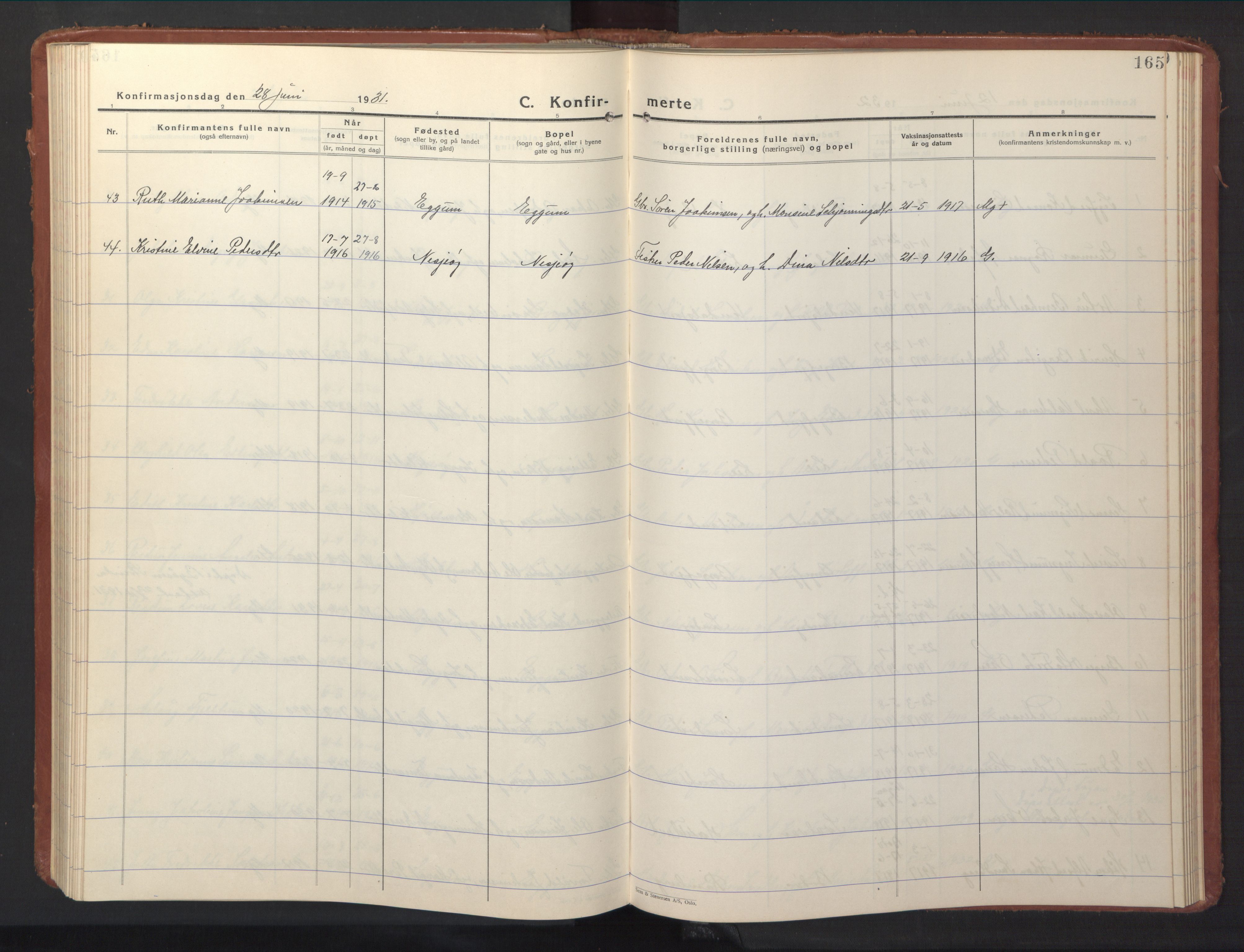 Ministerialprotokoller, klokkerbøker og fødselsregistre - Nordland, AV/SAT-A-1459/880/L1143: Klokkerbok nr. 880C05, 1929-1951, s. 165