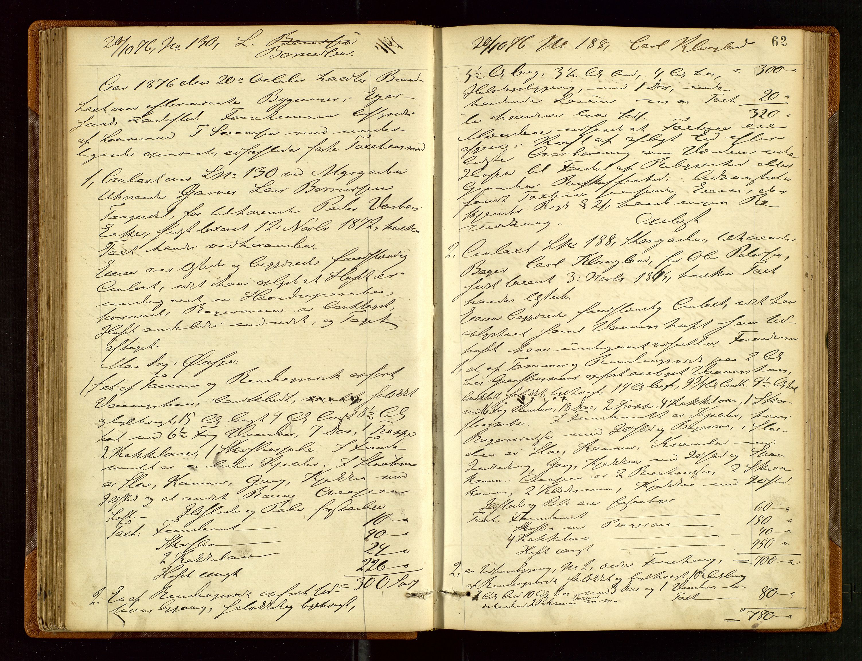 Eigersund lensmannskontor, AV/SAST-A-100171/God/L0003: "Brandtaxationsprotokol", 1874-1886, s. 61b-62a
