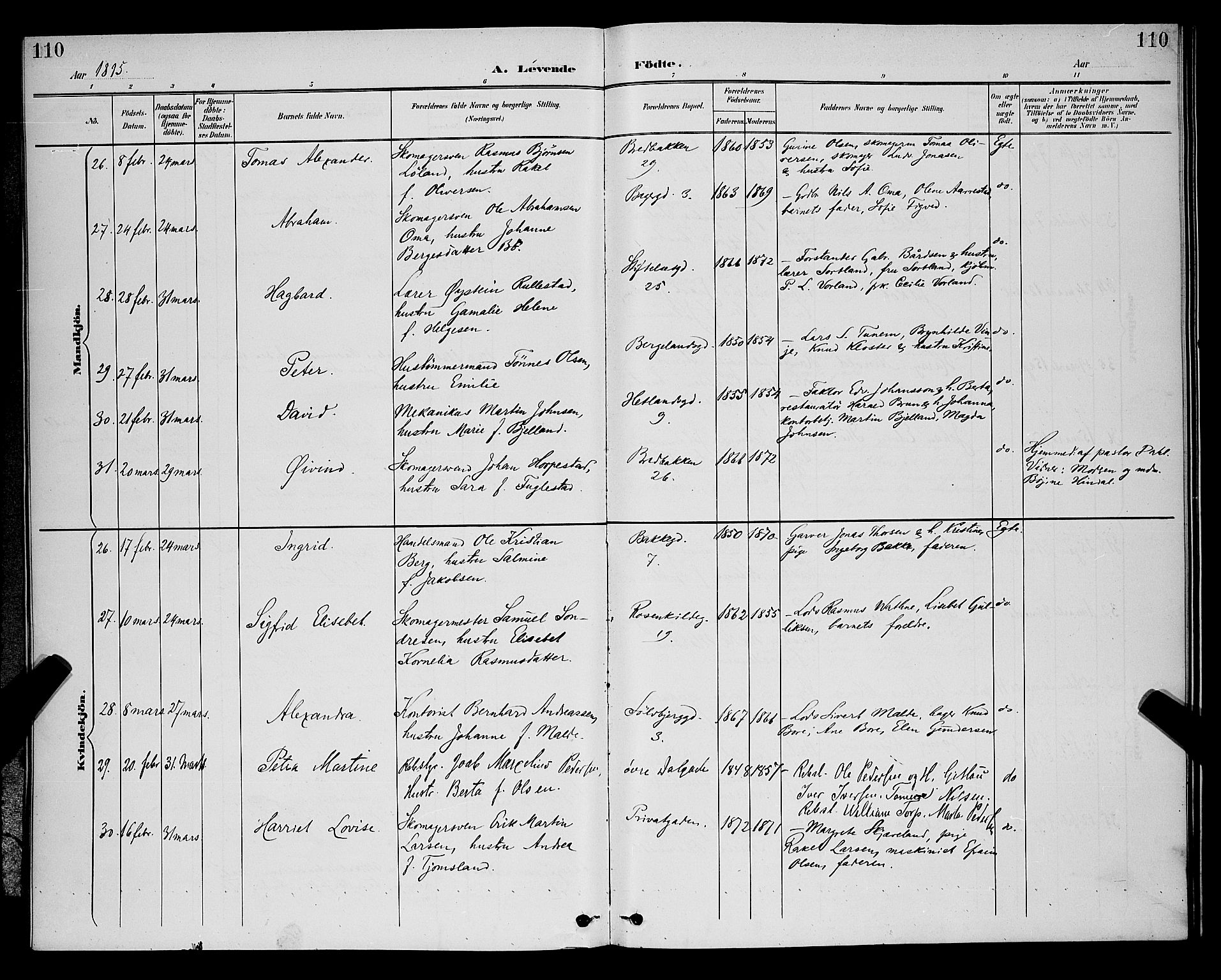 St. Petri sokneprestkontor, AV/SAST-A-101813/001/30/30BB/L0006: Klokkerbok nr. B 6, 1890-1897, s. 110