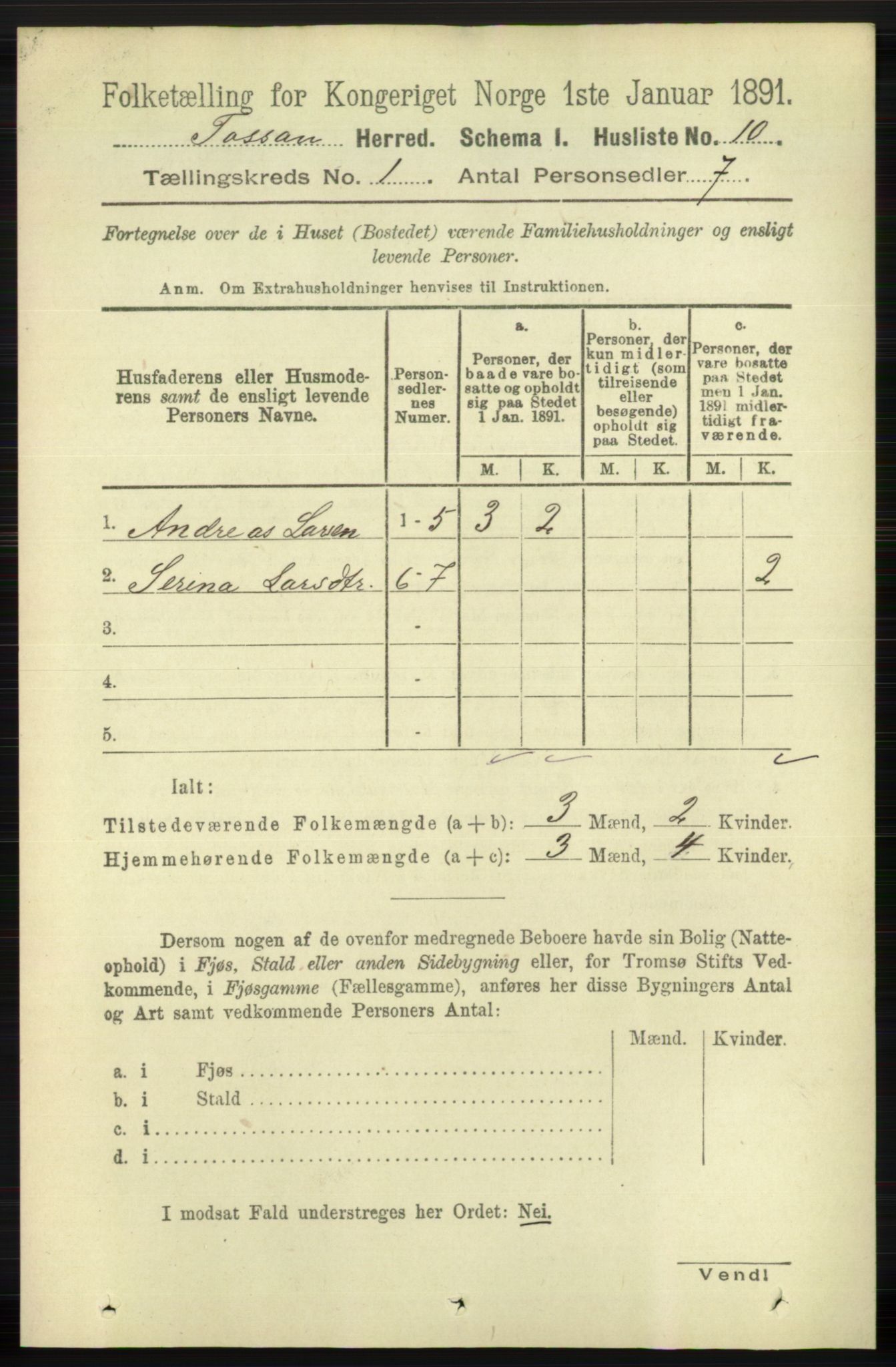 RA, Folketelling 1891 for 1129 Forsand herred, 1891, s. 45