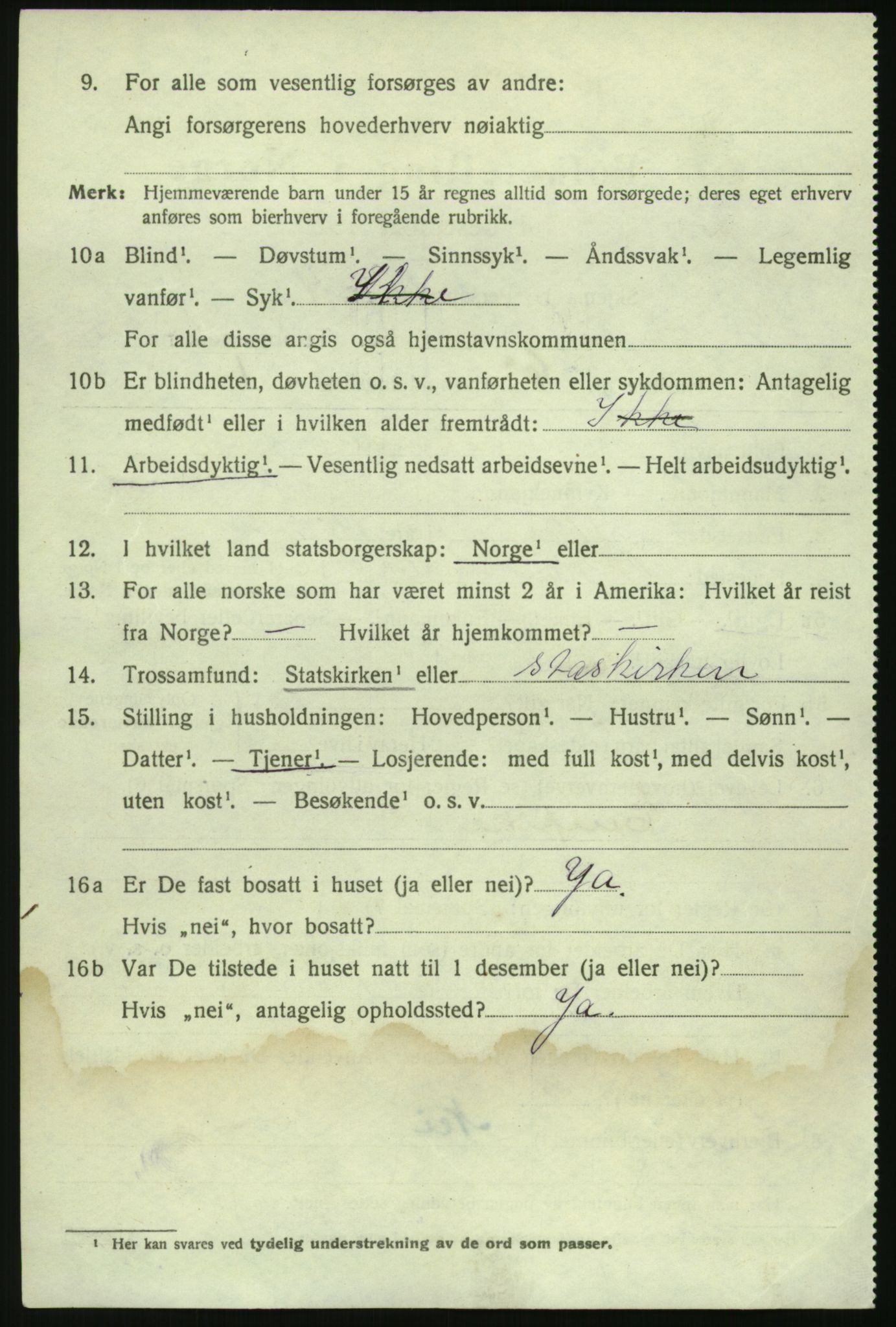 RA, Folketellinga 1920: Uplasserte skjema, 1920, s. 6