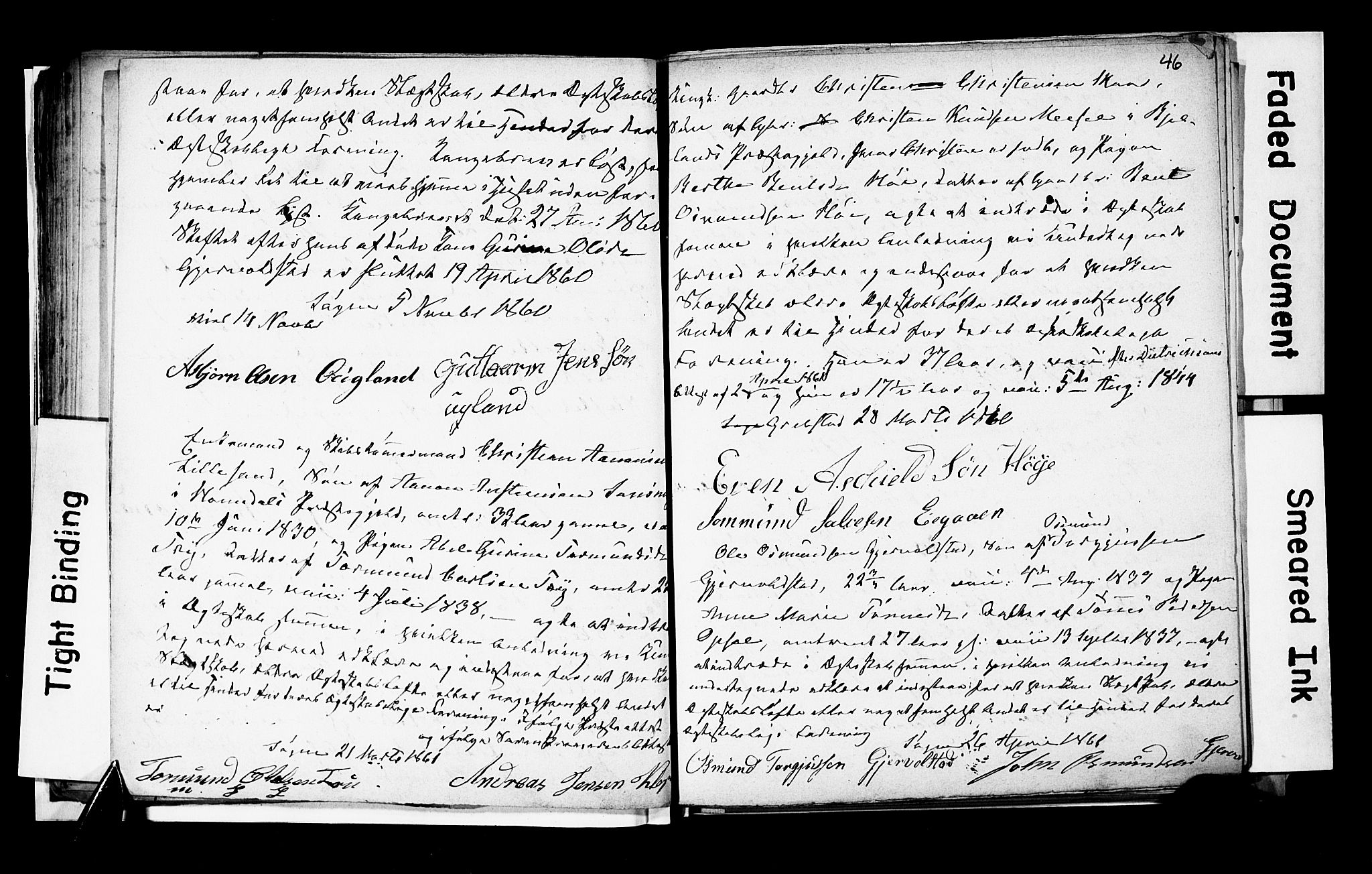 Søgne sokneprestkontor, AV/SAK-1111-0037/F/Fe/L0001: Lysningsprotokoll nr. A-III-1, 1853-1870, s. 46
