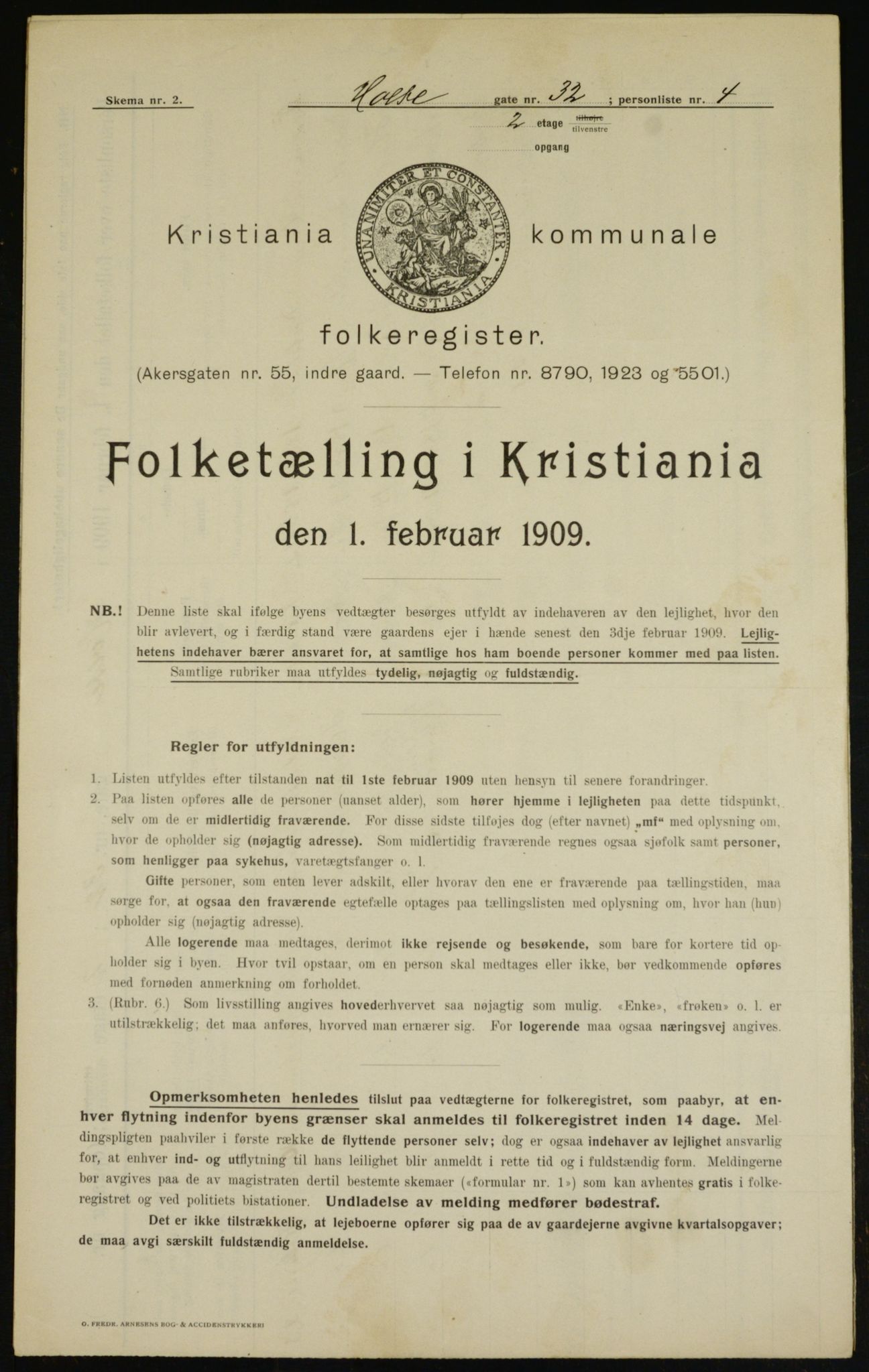 OBA, Kommunal folketelling 1.2.1909 for Kristiania kjøpstad, 1909, s. 37526