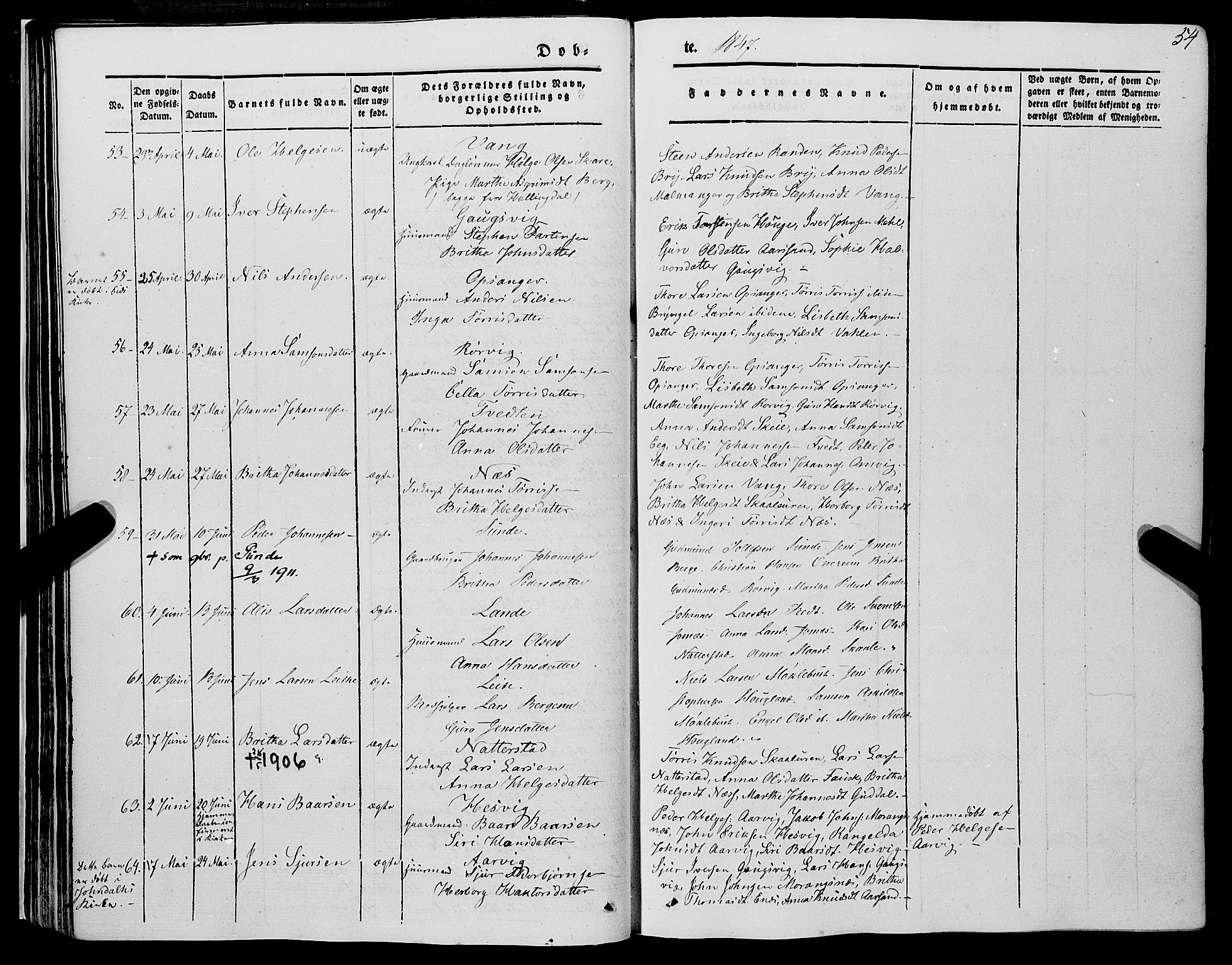 Kvinnherad sokneprestembete, AV/SAB-A-76401/H/Haa: Ministerialbok nr. A 7, 1843-1853, s. 54