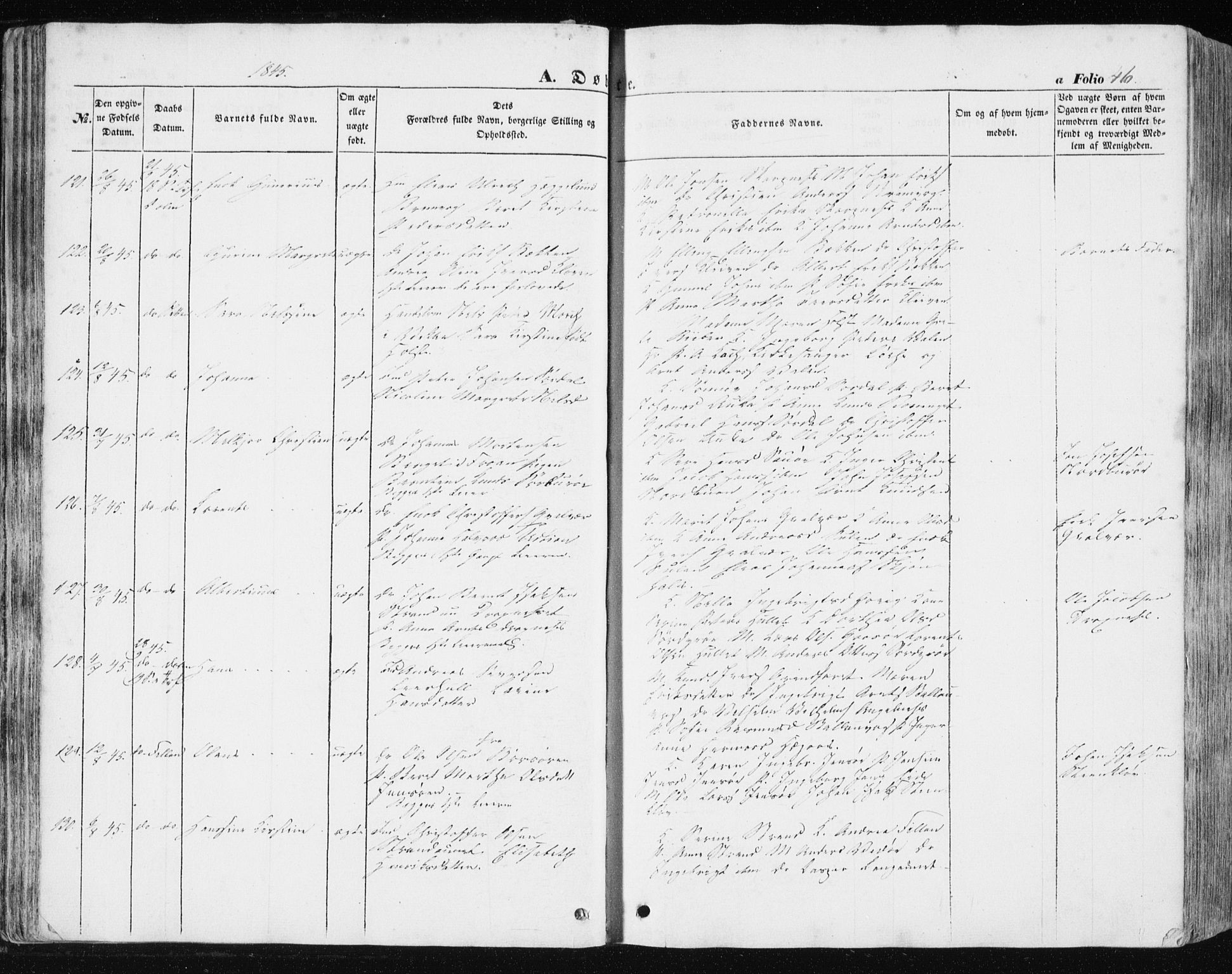 Ministerialprotokoller, klokkerbøker og fødselsregistre - Sør-Trøndelag, SAT/A-1456/634/L0529: Ministerialbok nr. 634A05, 1843-1851, s. 46