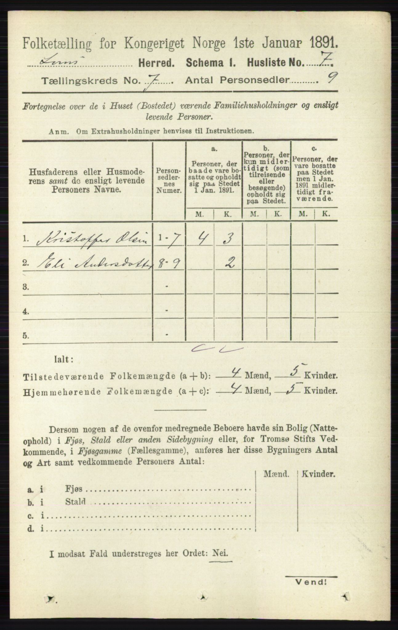 RA, Folketelling 1891 for 0514 Lom herred, 1891, s. 2766