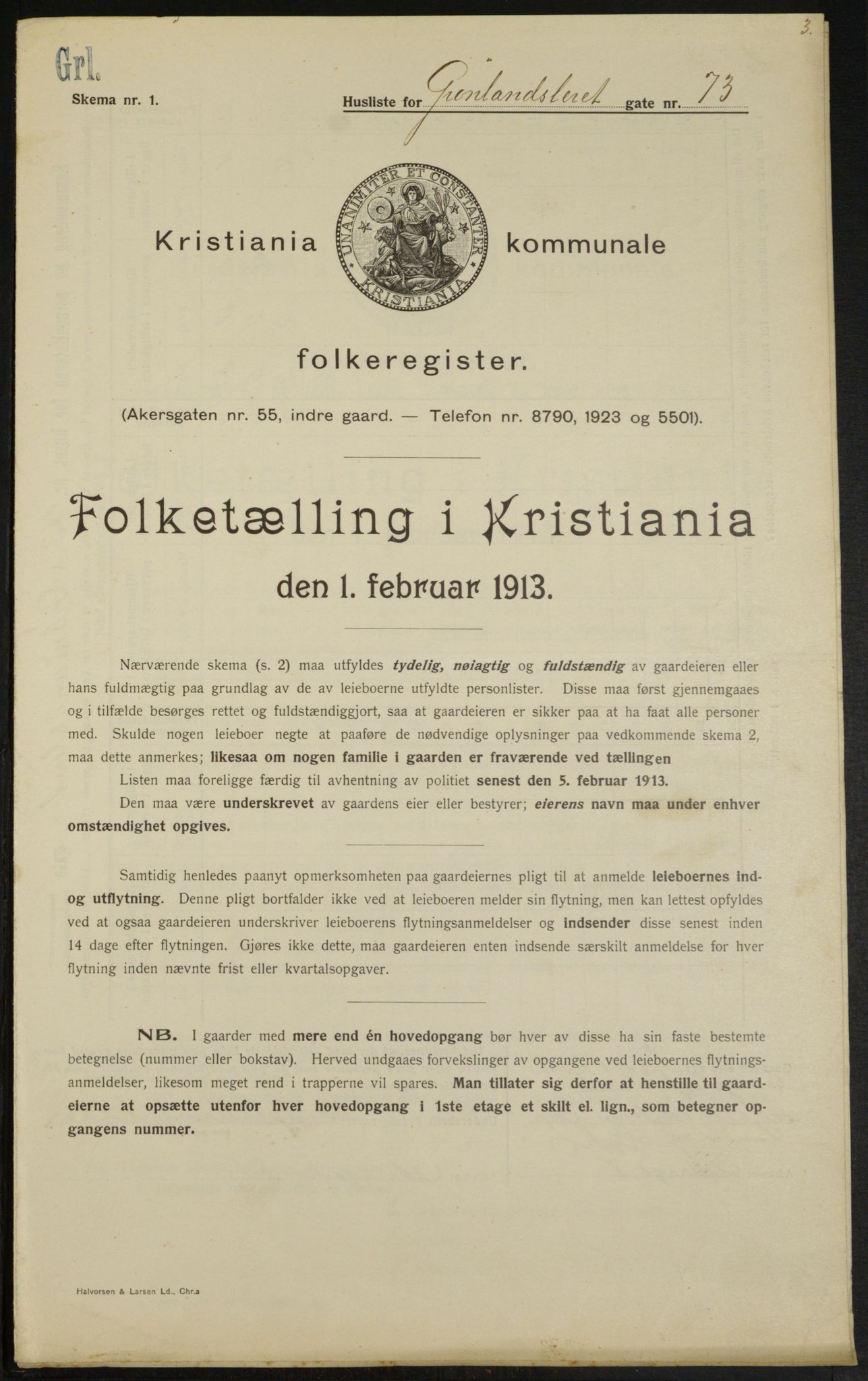 OBA, Kommunal folketelling 1.2.1913 for Kristiania, 1913, s. 32314