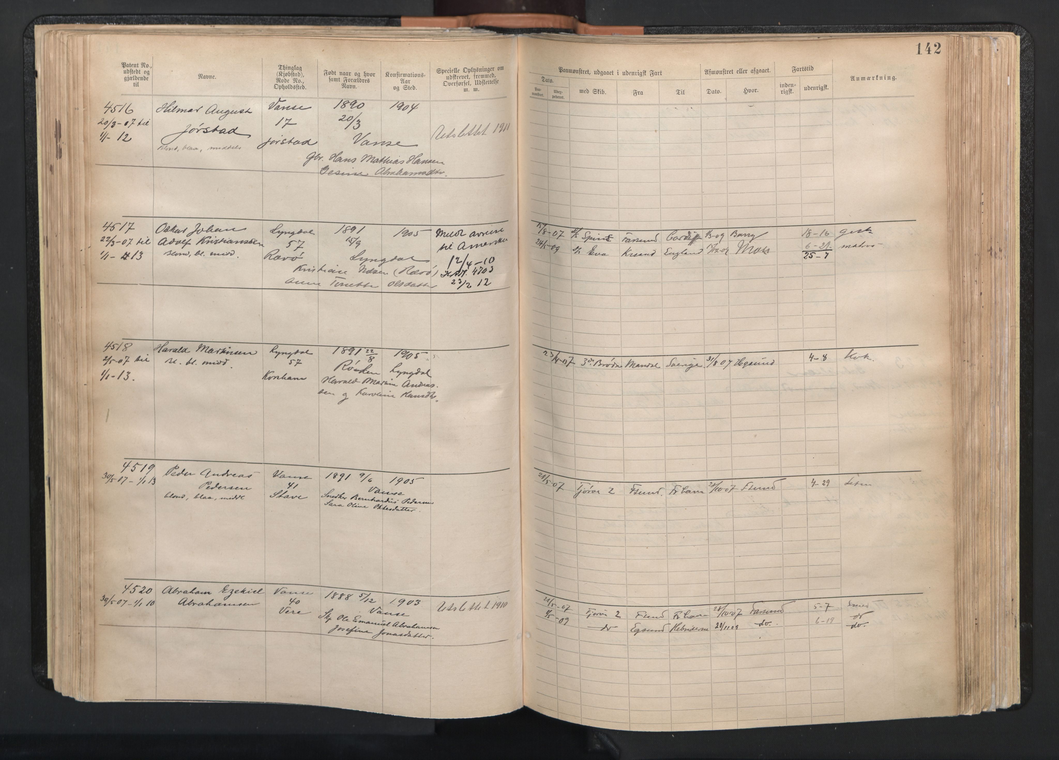 Farsund mønstringskrets, AV/SAK-2031-0017/F/Fa/L0003: Annotasjonsrulle nr 3816-5304 med register, M-3, 1894-1948, s. 173