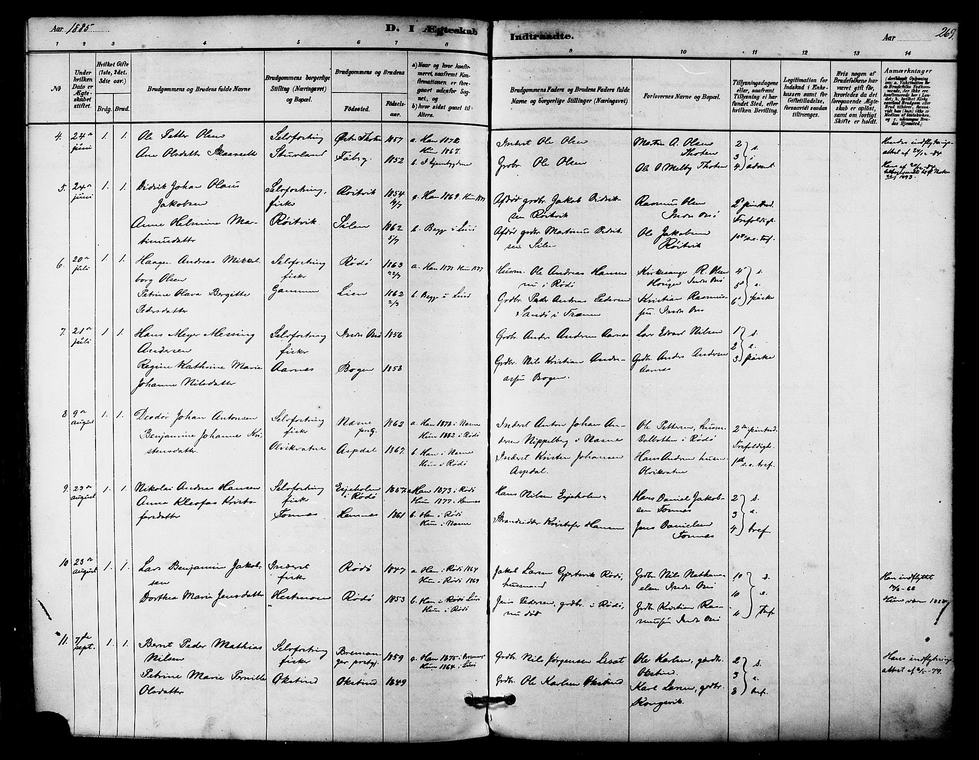 Ministerialprotokoller, klokkerbøker og fødselsregistre - Nordland, SAT/A-1459/839/L0568: Ministerialbok nr. 839A05, 1880-1902, s. 269
