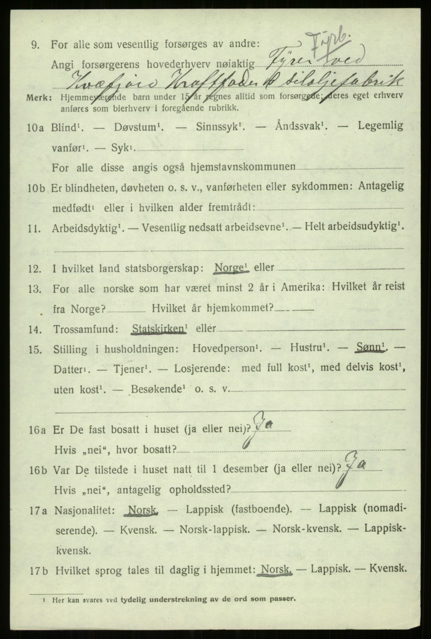 SATØ, Folketelling 1920 for 1911 Kvæfjord herred, 1920, s. 5948