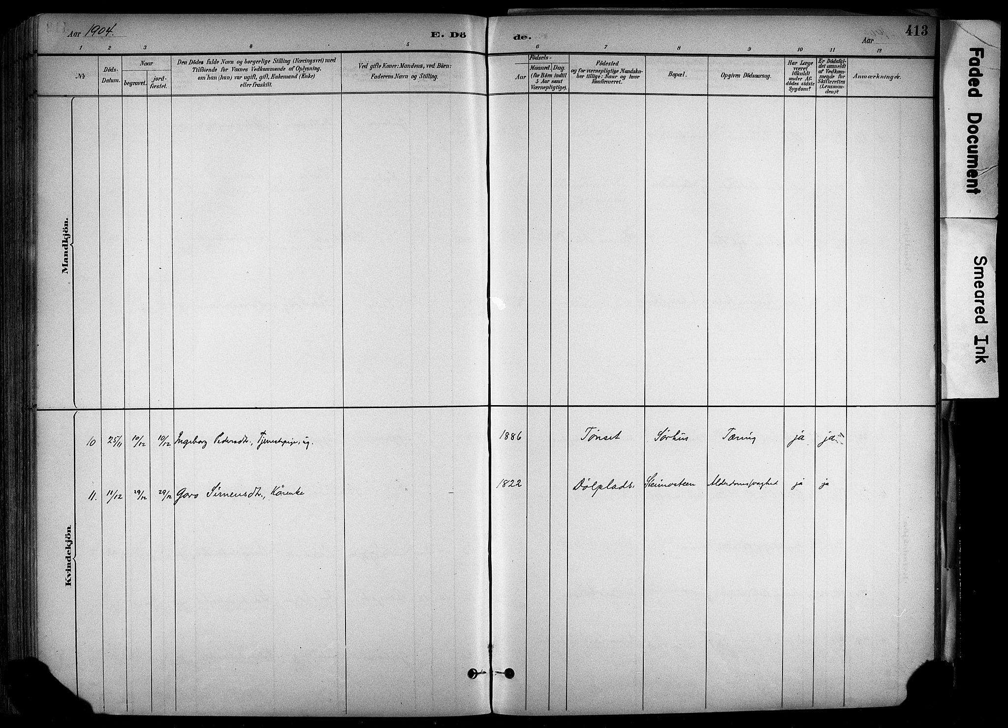 Alvdal prestekontor, SAH/PREST-060/H/Ha/Haa/L0002: Ministerialbok nr. 2, 1883-1906, s. 413