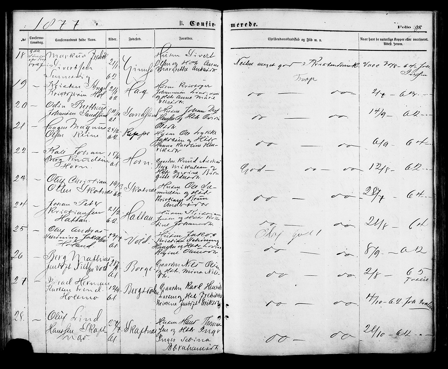 Ministerialprotokoller, klokkerbøker og fødselsregistre - Nordland, AV/SAT-A-1459/881/L1166: Klokkerbok nr. 881C03, 1876-1885, s. 98