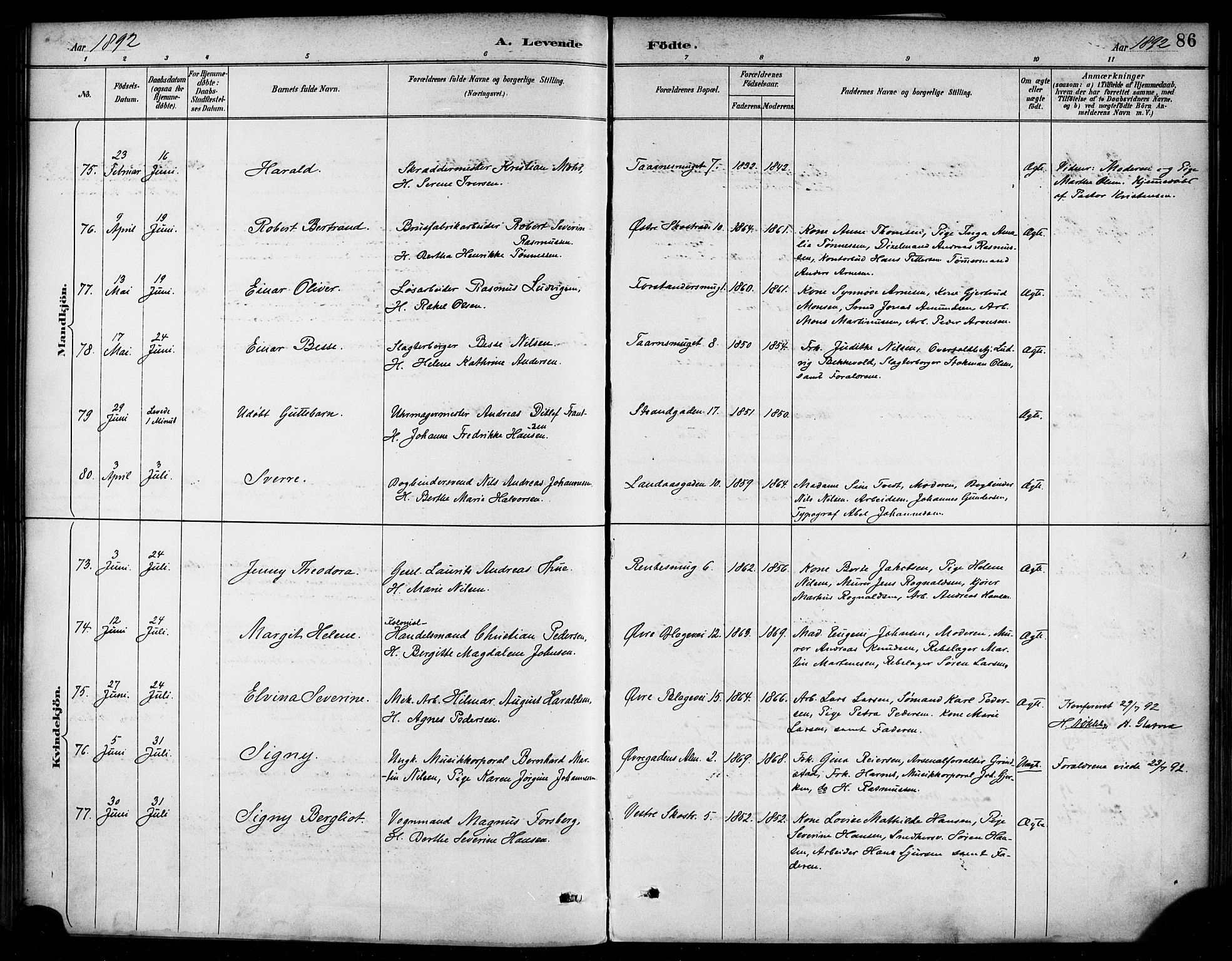 Korskirken sokneprestembete, SAB/A-76101/H/Haa/L0022: Ministerialbok nr. B 8, 1889-1899, s. 86