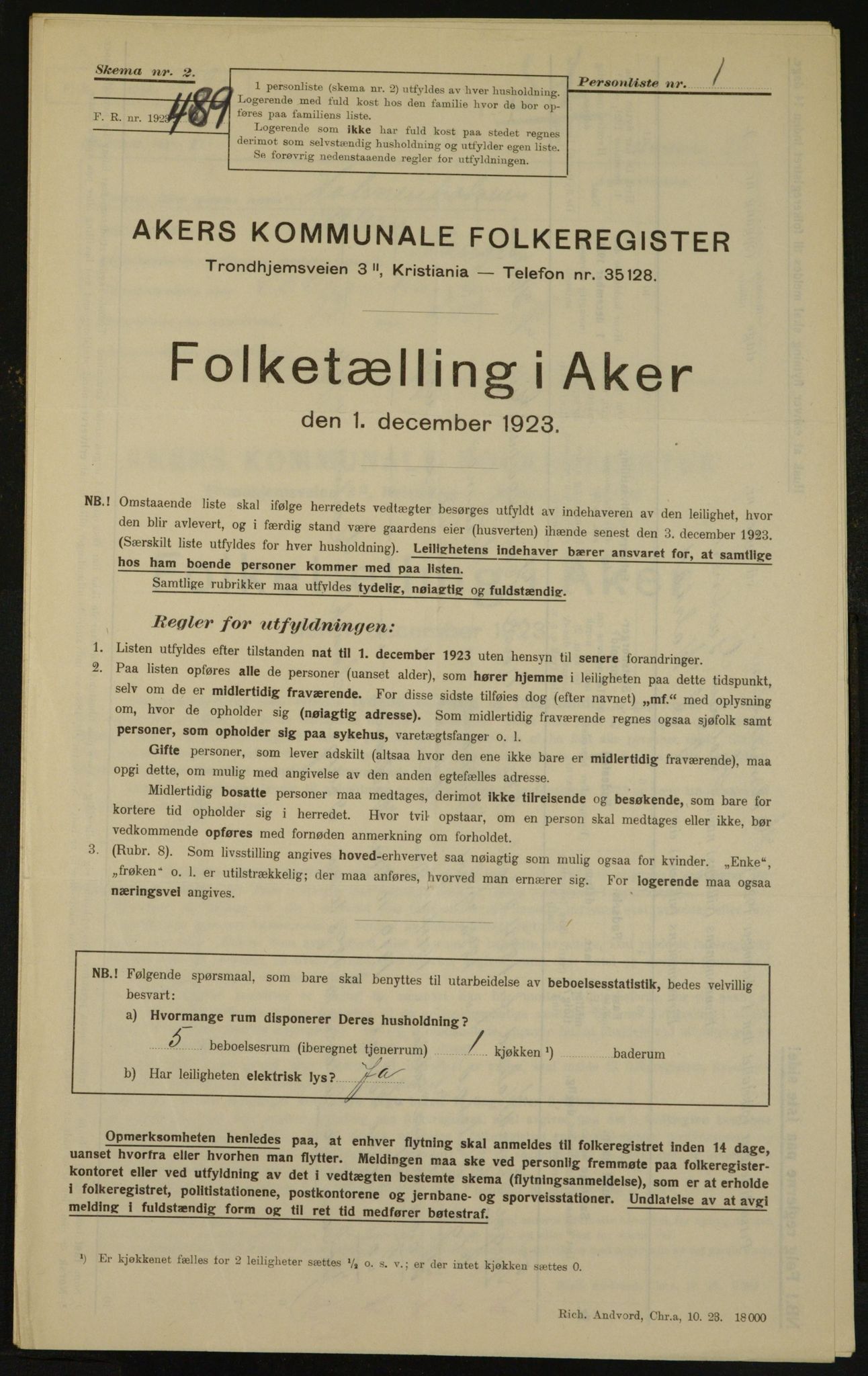 , Kommunal folketelling 1.12.1923 for Aker, 1923, s. 2961