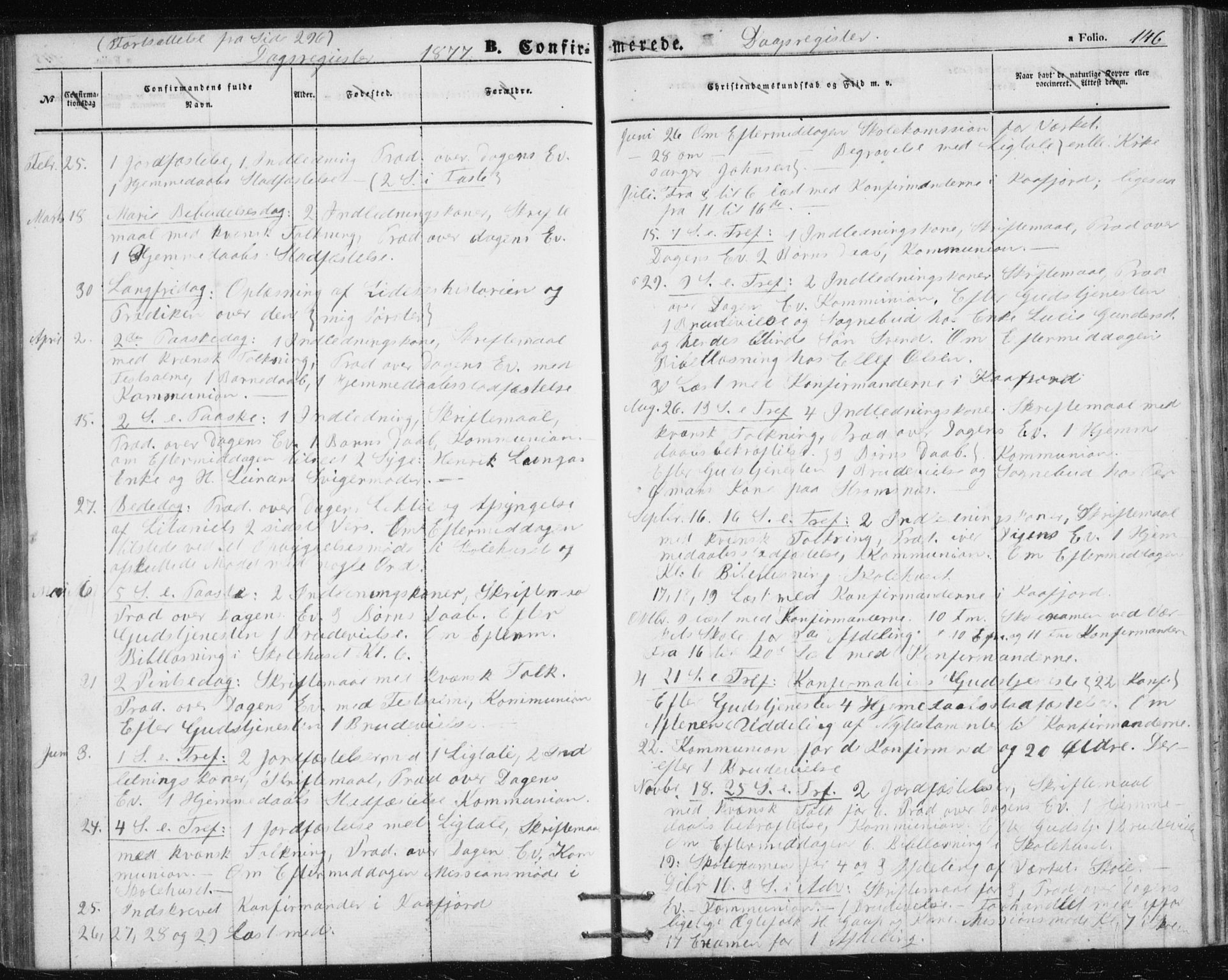 Alta sokneprestkontor, AV/SATØ-S-1338/H/Hb/L0002.klokk: Klokkerbok nr. 2, 1856-1880, s. 146
