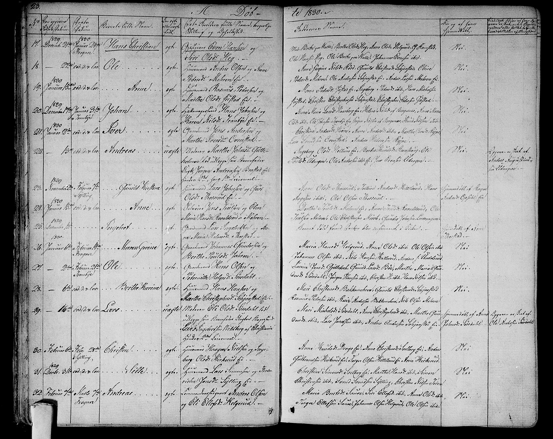 Lier kirkebøker, AV/SAKO-A-230/F/Fa/L0010: Ministerialbok nr. I 10, 1827-1843, s. 23
