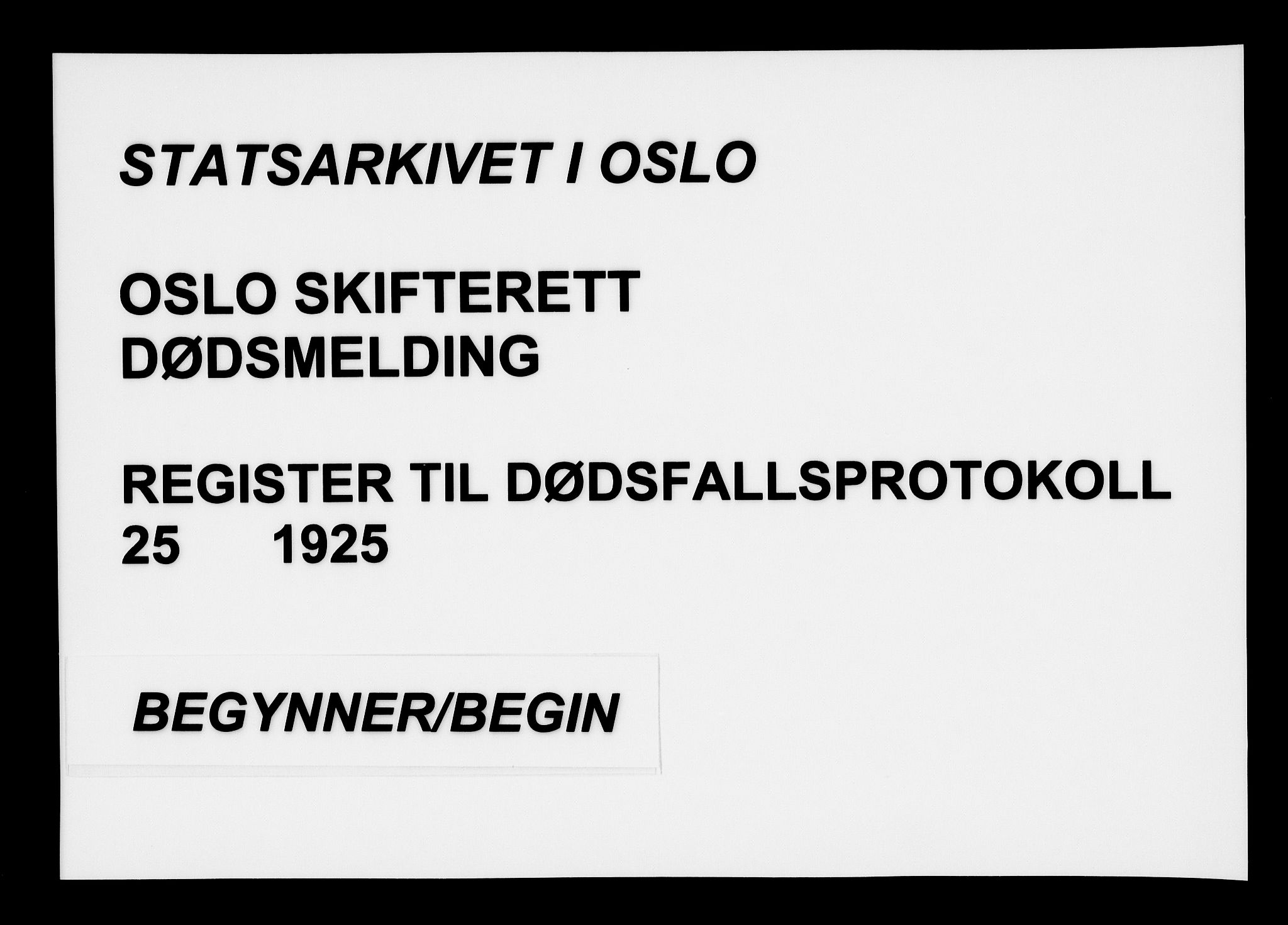 Oslo skifterett, SAO/A-10383/F/Fa/Faa/L0025: Navneregister, 1925