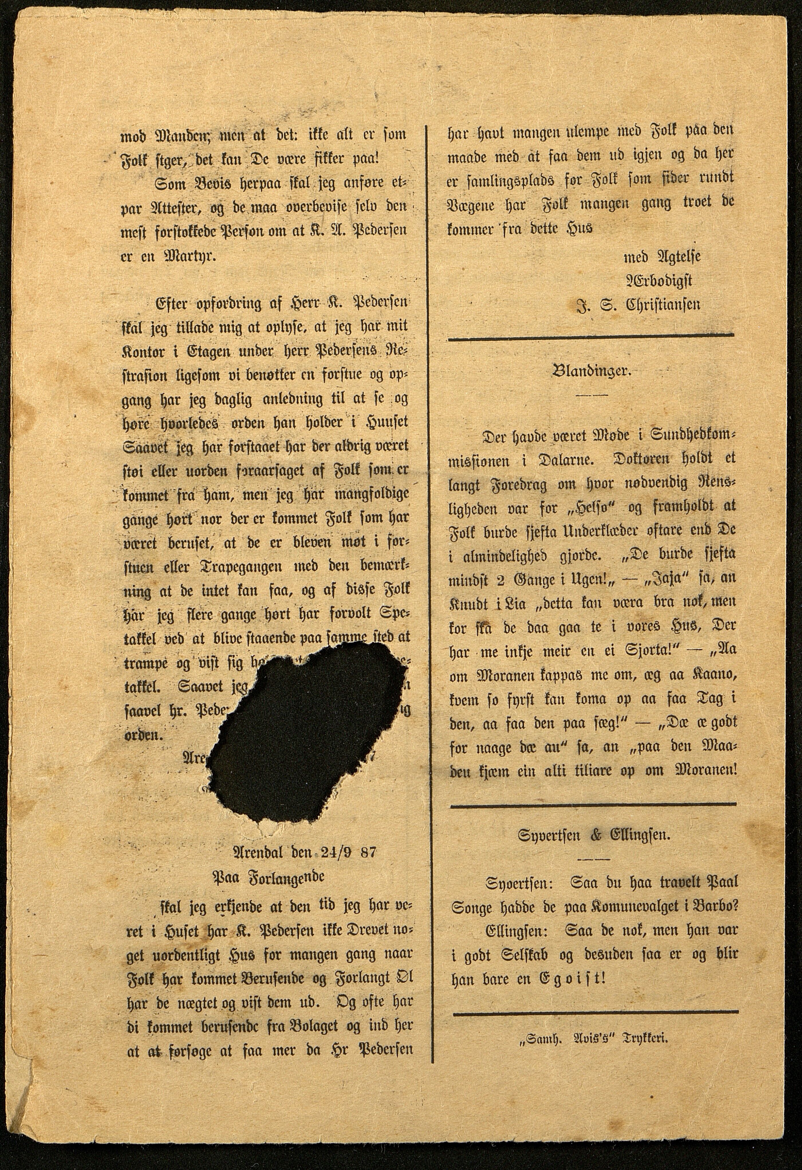 Spidskuglen, AAKS/PA-2823/X/L0001/0001: Spidskuglen / Årg. 1887, nr. 1–2, 4–23, 25–36, 1887