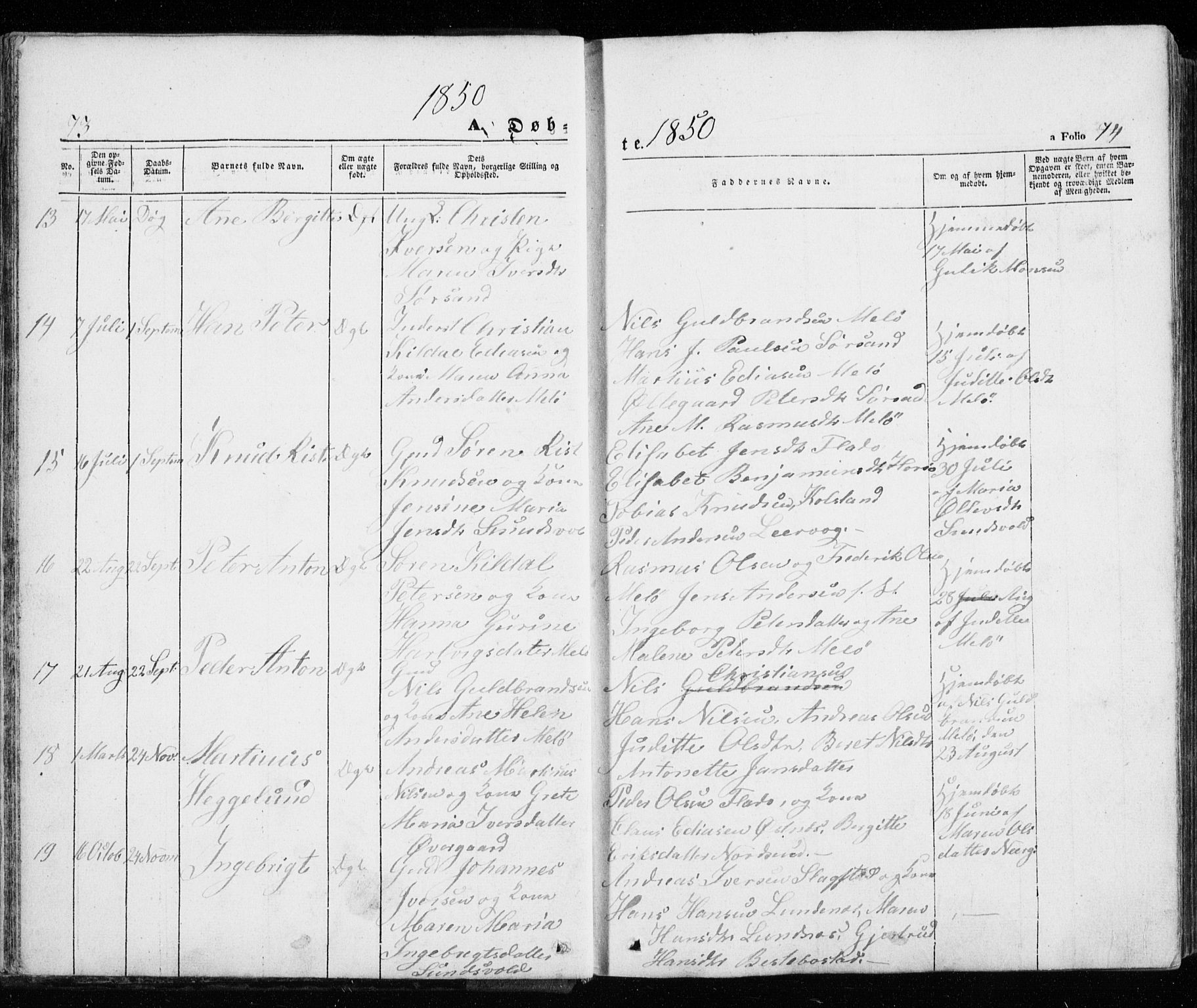 Trondenes sokneprestkontor, AV/SATØ-S-1319/H/Ha/L0010kirke: Ministerialbok nr. 10, 1840-1865, s. 73-74