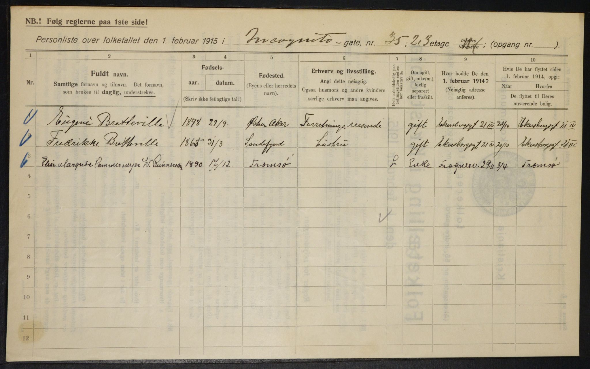 OBA, Kommunal folketelling 1.2.1915 for Kristiania, 1915, s. 43800