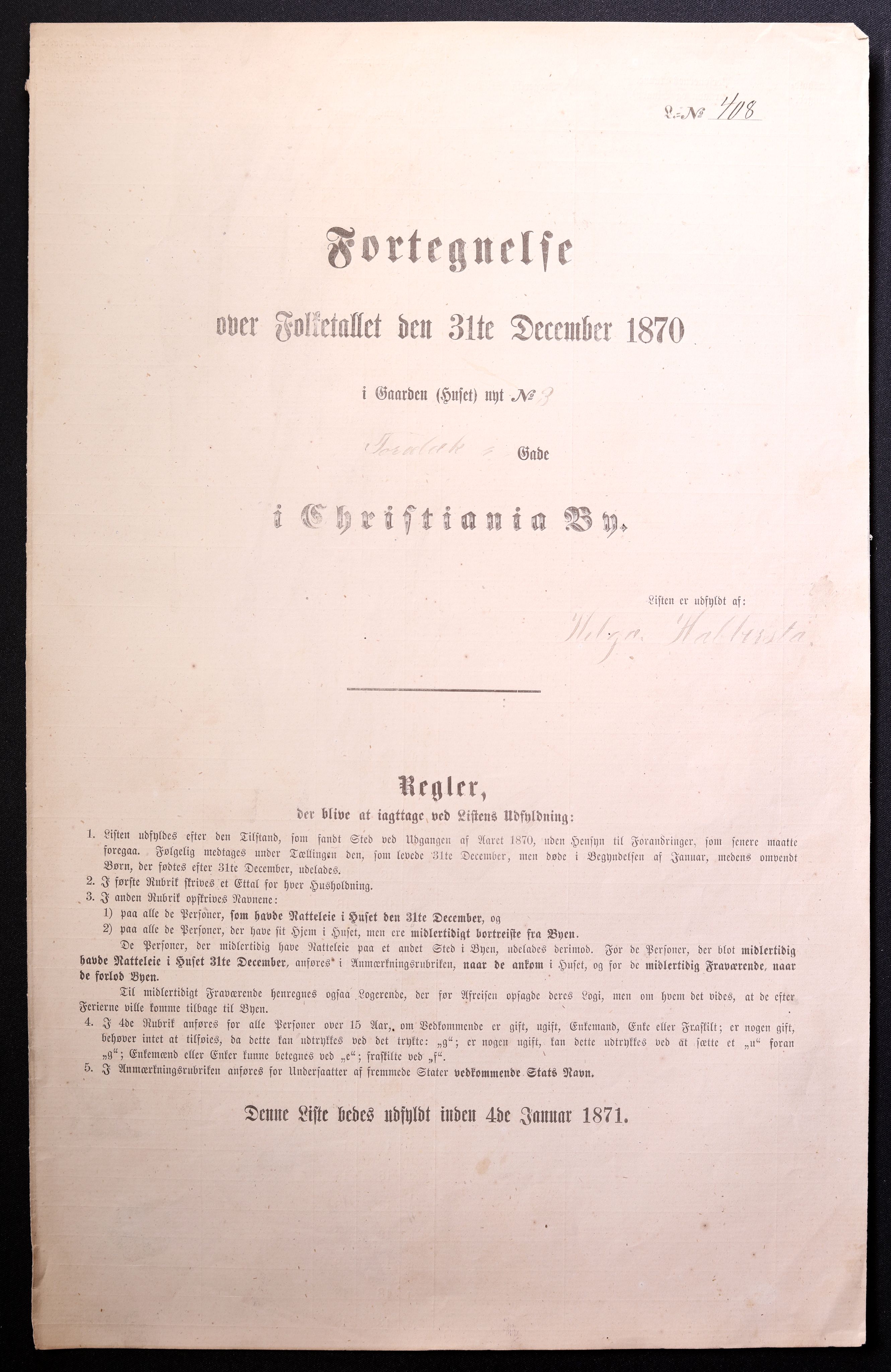 RA, Folketelling 1870 for 0301 Kristiania kjøpstad, 1870, s. 4346