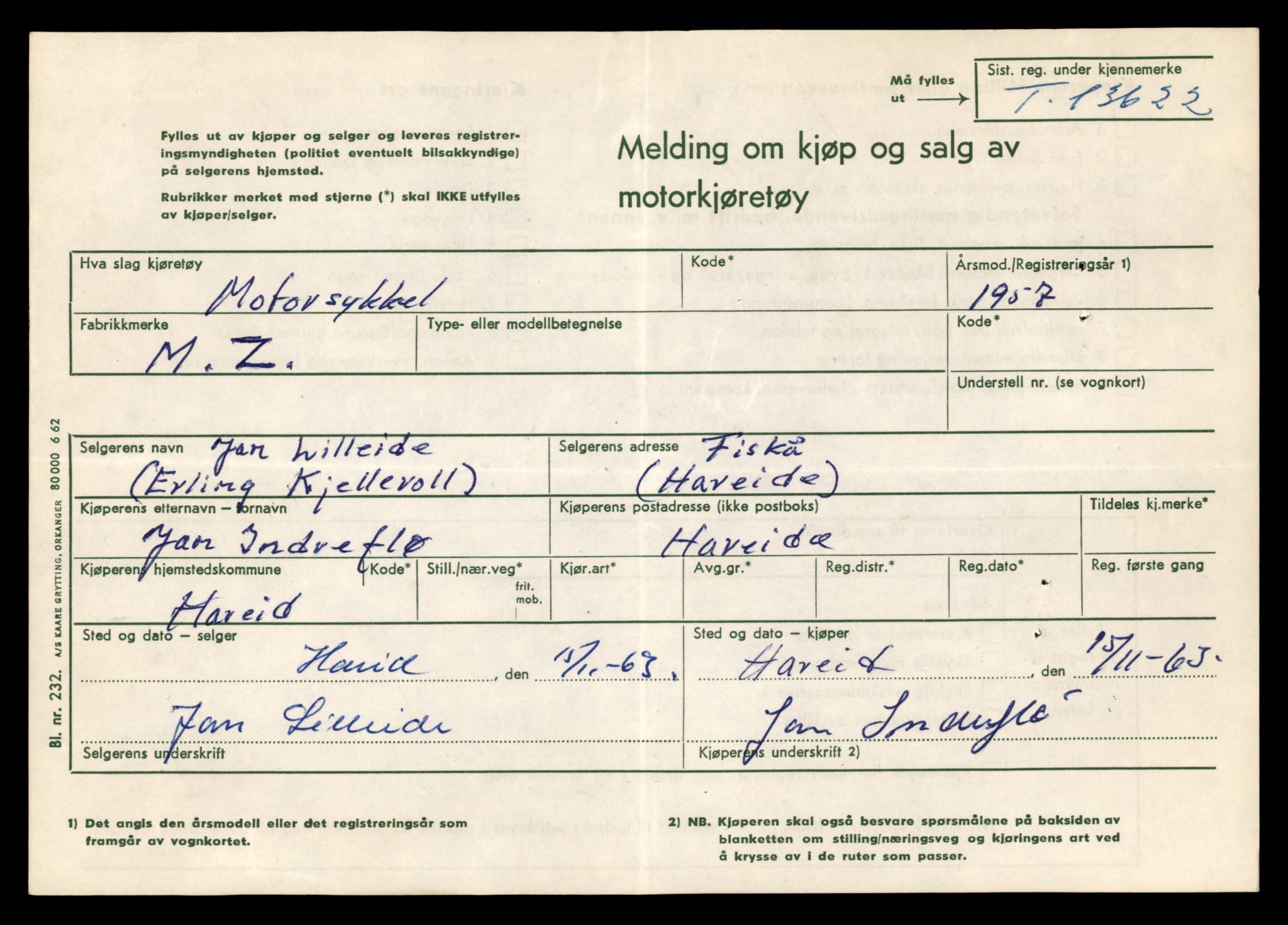 Møre og Romsdal vegkontor - Ålesund trafikkstasjon, AV/SAT-A-4099/F/Fe/L0040: Registreringskort for kjøretøy T 13531 - T 13709, 1927-1998, s. 1607