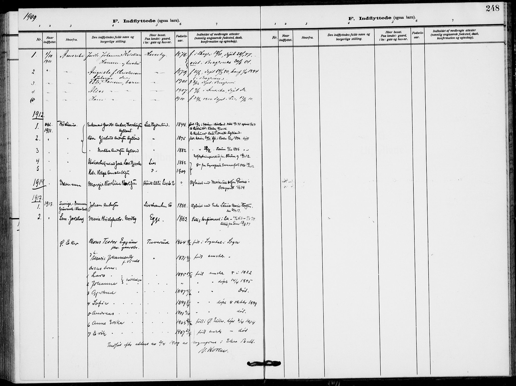 Lier kirkebøker, AV/SAKO-A-230/F/Fa/L0018: Ministerialbok nr. I 18, 1909-1917, s. 248